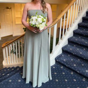 Jenny Yoo - Strapless 'Essie' Chiffon Bridesmaids Dress in Moss